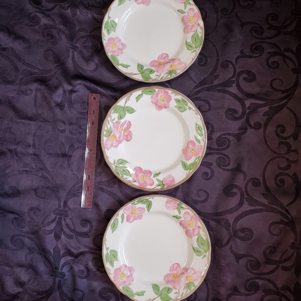 3 Franciscan Desert Rose dinner plates